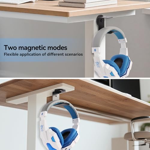 Black Aluminum Magnetic Headphone Holder with Rubber-Coated Magnet - Supports Up to 30 lbs