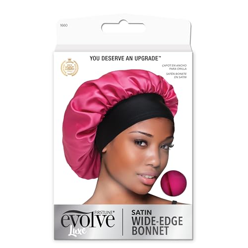 Evolve Satin Wide Edge Bonnet Fuchsia Large Fit for Thick Hair