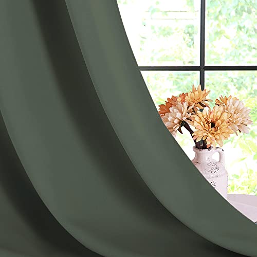 NICETOWN Short Blackout Curtains - 42x45 Inch Thermal Drapes, Dark Mallard