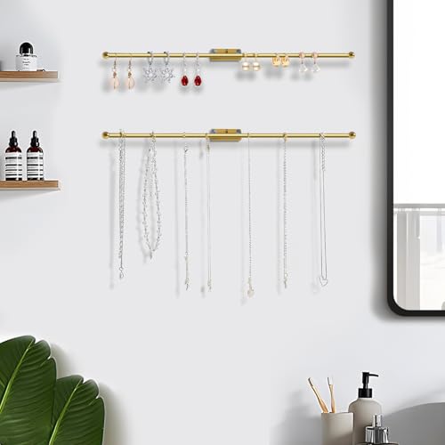 DTMNEP Gold Wall Hanging Jewelry Organizer for Necklaces & Accessories - 14.5"