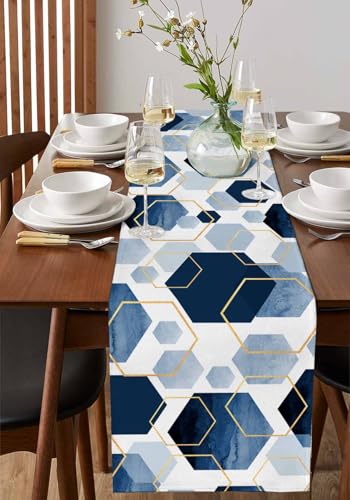 Modern Navy Blue Geometric Table Runner 13x120 Inches for Dining & Kitchen Decor - Washable, Farmhouse Style Variation of THIS listing