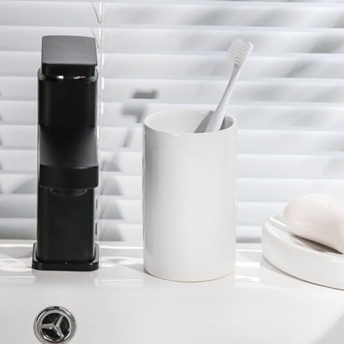 RabyLeo White Ceramic Toothbrush Cup - Large 300ml Bathroom & Kitchen Water Cup