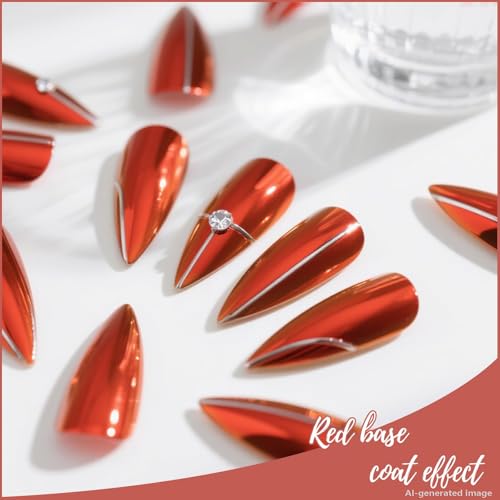 Artdone Red Aurora Chrome Nail Powder - Iridescent Mirror Pigment Glitter