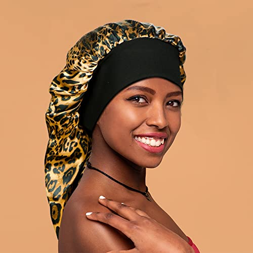 YOHITOP 2-Piece Long Silky Satin Sleep Bonnet for Curly Hair and Braids