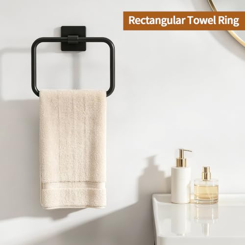 Jesginboo Wall-Mounted Hand Towel Holder - 180° Pivoting Black Aluminum