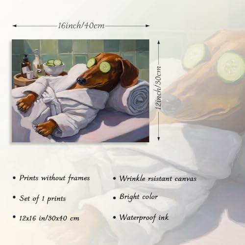 Funny Dog Wall Art - Relaxing Dachshund Canvas Print 12x16