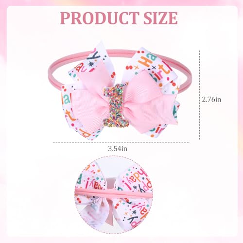Keggaen 2-Pack 4-Inch Sweet One Birthday Hair Bows for Girls Pink