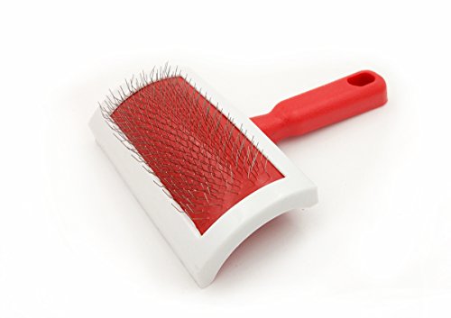JUSPRO Sheepskin Rug Brush - Professional Slicker Brush for Fur, Medium Red