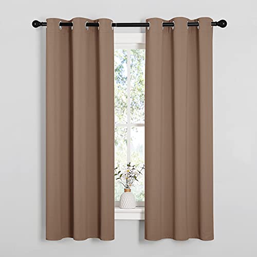 NICETOWN Cappuccino Blackout Curtains, 34"W x 63"L, 2 Panels