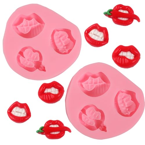 2 Pcs Lip Print Silicone Candy Molds for Chocolate, Fondant, and Resin Crafts