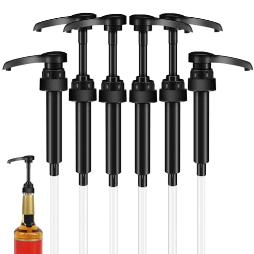 6 Pcs Black Syrup Pumps for 750ml Bottles - Coffee Bar Dispenser Set
