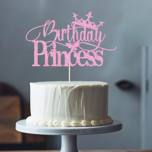 Glitter Princess Cake Topper for Girls Birthday Party Decor