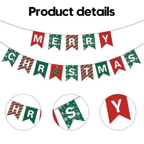 Merry Christmas Banner Red and Green Sign Holiday Party Decorations