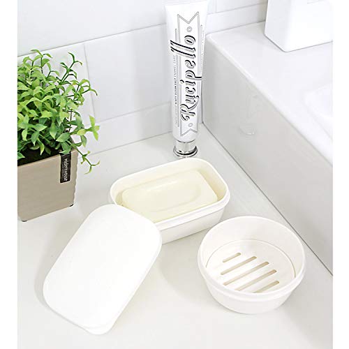 LENITH Portable Travel Soap Case - Round White Waterproof Soap Holder Box