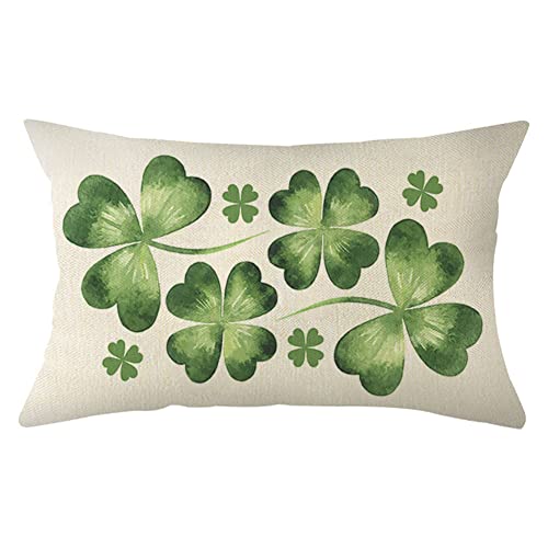 St. Patrick's Day Lucky Clover Lumbar Throw Pillow Cover - 12x20 Inch