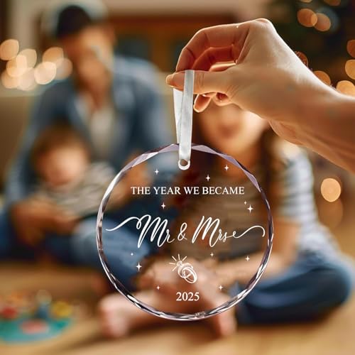 First Married Glass Ornament - Mr and Mrs Wedding Gift