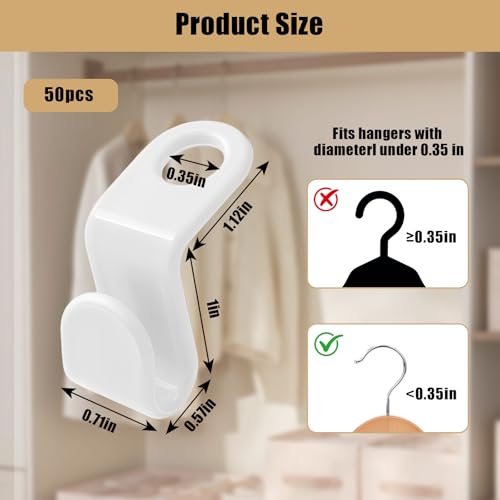 50 Pcs Hanger Connector Hooks - Space-Saving Clothes Organizer