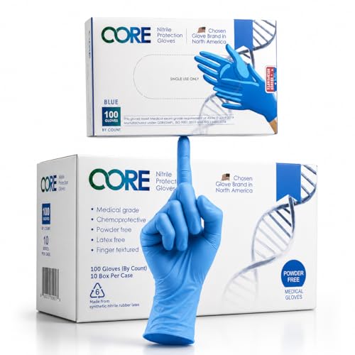 CoreGloves Blue Nitrile Exam Gloves - Disposable, Latex-Free, 100 Count