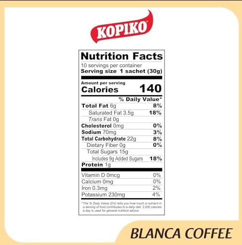 Kopiko Blanca Instant Coffee Mix – Creamy Indonesian Coffee Sticks (30g x 10)
