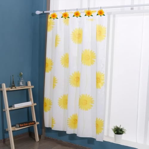 Sunflower Shower Curtain Hooks - 12 PCS Stainless Steel Rings