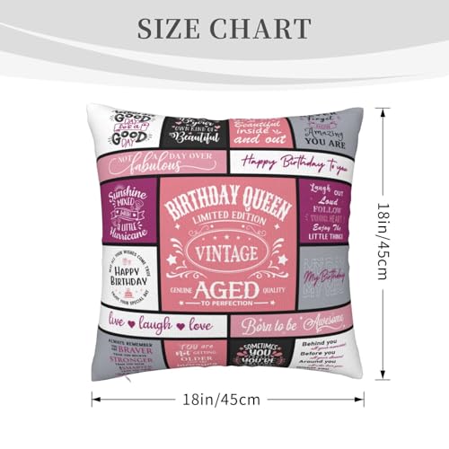 Pink Birthday Queen Pillowcase 18x18 for Women - Cozy Gift
