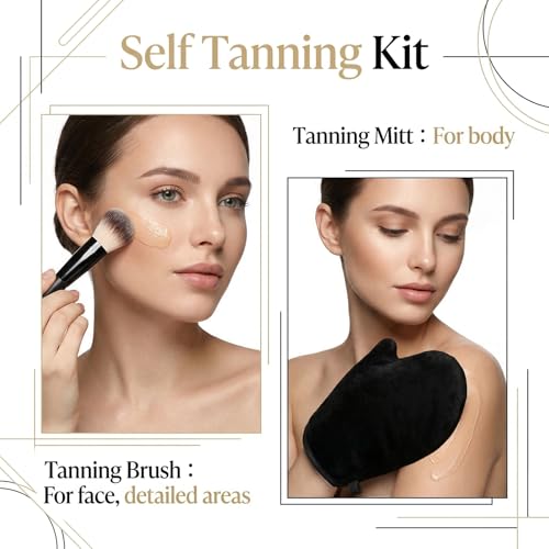 Tweruna Self Tanner Mitt and Brush Set for Flawless Application