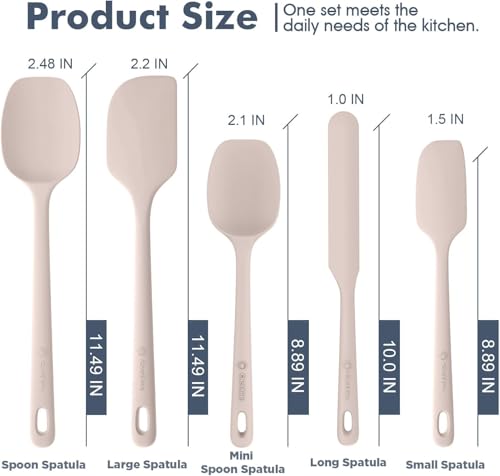 ChefAide 5-Piece Beige Silicone Spatula Set - Heat Resistant
