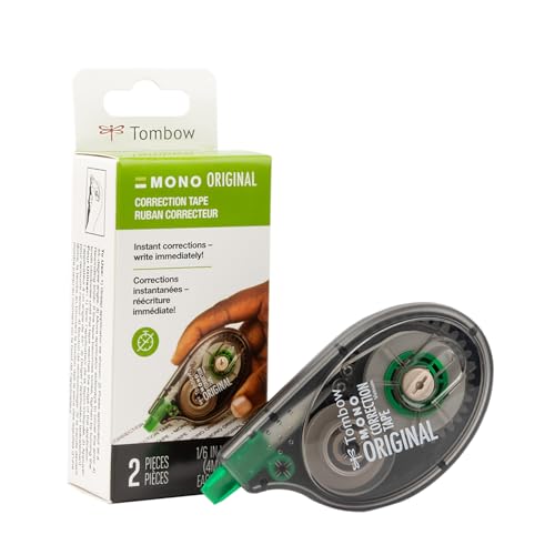 Tombow MONO Correction Tape, Non-Refillable, 1/6" x 394", 2-Pack