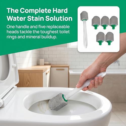 Toilet Pumice Stone Brush Set with Handle & 5 Replaceable Heads