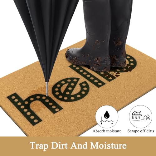 Hello 2x3ft Artificial Coir Door Mat - Durable Non-Slip Welcome Mat