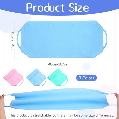 Macuezu 3-Piece Back Scrubber for Shower, Dual-Sided Exfoliating Towel