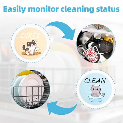 Funny Cat Dishwasher Magnet Sign - Double-Sided Clean/Dirty