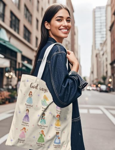 Christian Tote Bag - Princess Canvas Bible Bag for Women & Gifts