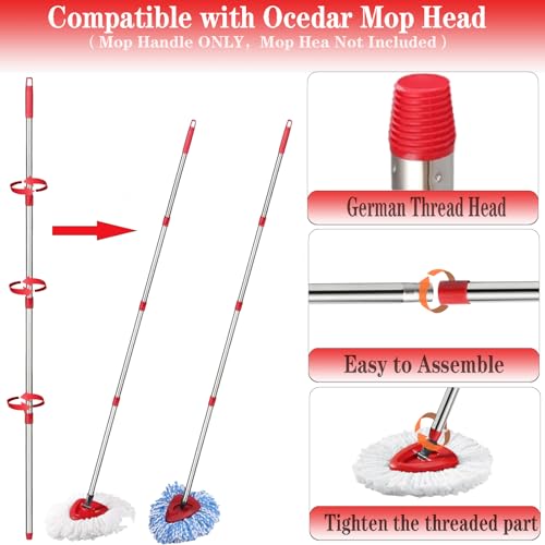 Fazlynyi Spin Mop Replacement Handle 30-58 inches - Red