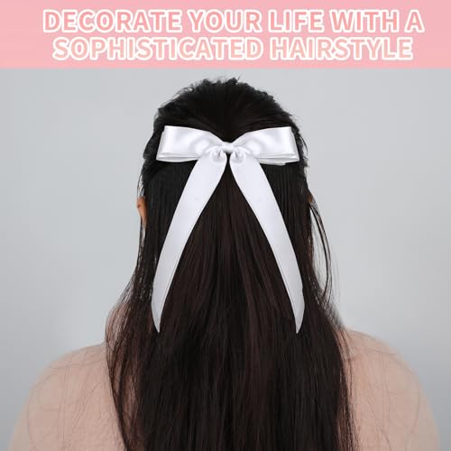 vivinin 4pcs Silky Satin Hair Bows with Long Tails and Alligator Clips