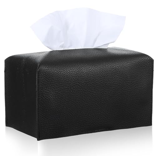 Modern Black PU Leather Rectangular Tissue Box Cover