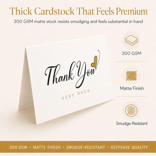 30 Elegant Thank You Cards with Envelopes & Stickers - 4 x 6