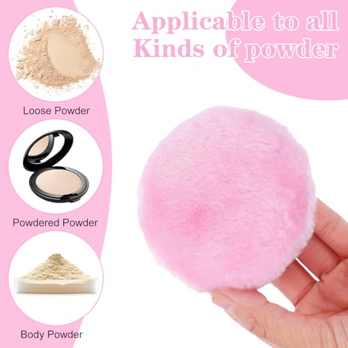 Large Fluffy Powder Puff 2-Pack - 3.5 Inch Soft Body & Loose Powder Puff