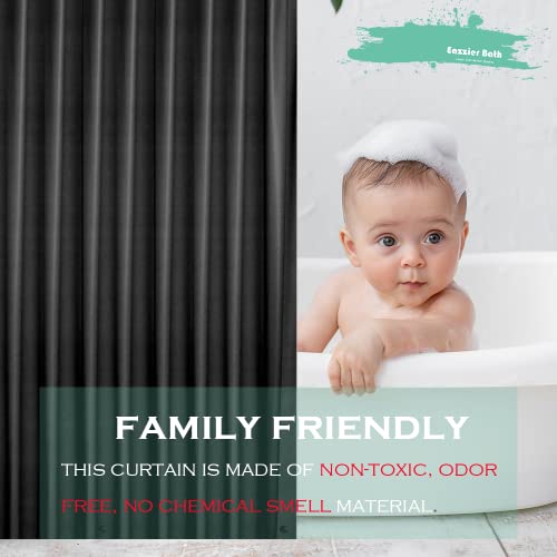 Eazzier Bath Black Plastic Shower Curtain Liner, 72x72 Inch, B03-black
