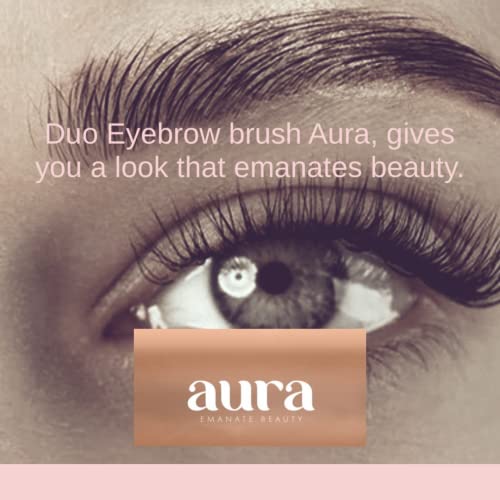 Aura Duo Eyebrow Brush and Spoolie, Dual-Ended Brow and Lash Grooming Tool