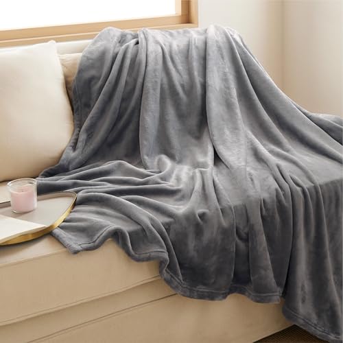Bedsure XL GentleSoft Fleece Throw Blanket - 50x70 inches, Grey