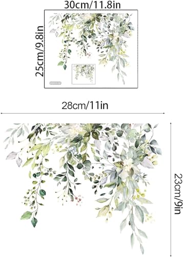 Green Leaf Floral Toilet Lid Decal - Waterproof Self-Adhesive Bathroom Decor