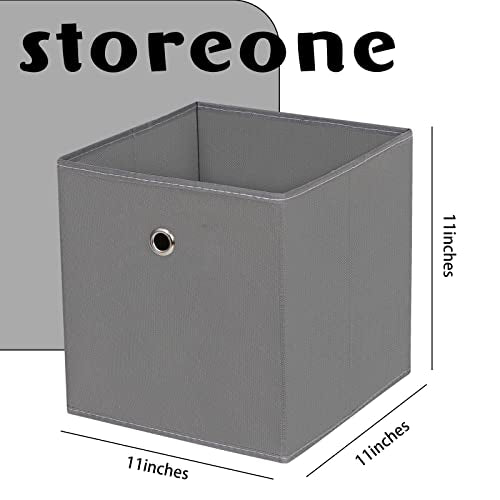 DABEACT Grey Fabric Storage Cubes - 11" Foldable Bins, Set of 3