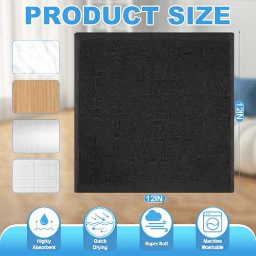 Black 6 Pack 100% Cotton Wash Cloths - 12x12 Inch