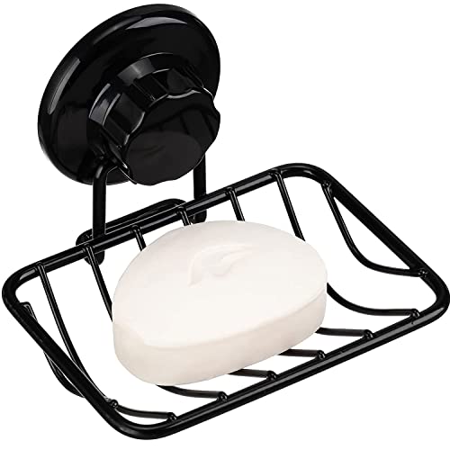 GEDLIRE Stainless Steel Soap Dish - Black Vacuum Suction Cup Holder