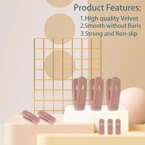 AUXBC Pink Velvet Hanger Clips - 20PCS Non-Slip Finger Clips for Clothes