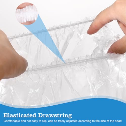 Lagincig 100PCS Disposable Shower Caps for Long Hair Waterproof Plastic