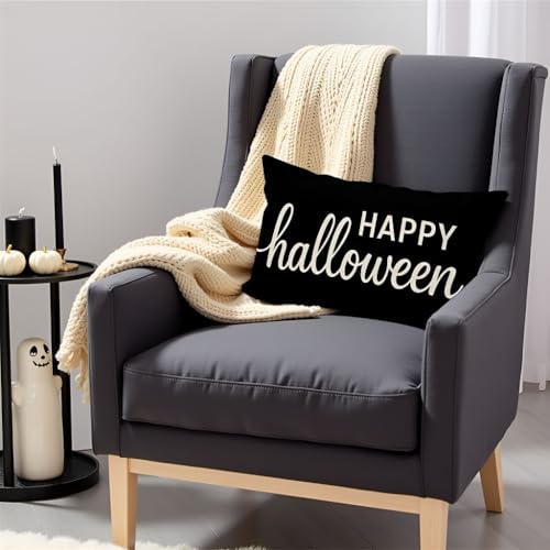 PANDICORN Halloween Pillow Cover 12x20 Inch - Gothic Decorative Cushion for Home