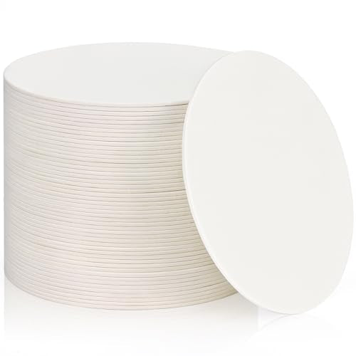50 PCS White Round Disposable Paper Coasters - 4 Inch Thickened 1.5mm Blanks