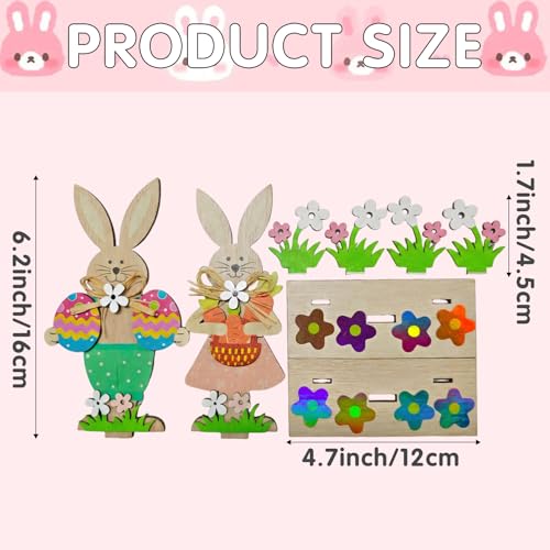 2-Piece Wooden Easter Bunny Decoration Set for Spring Decor
